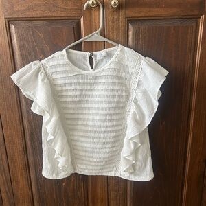 Zara White Ruffle Sleeve Blouse